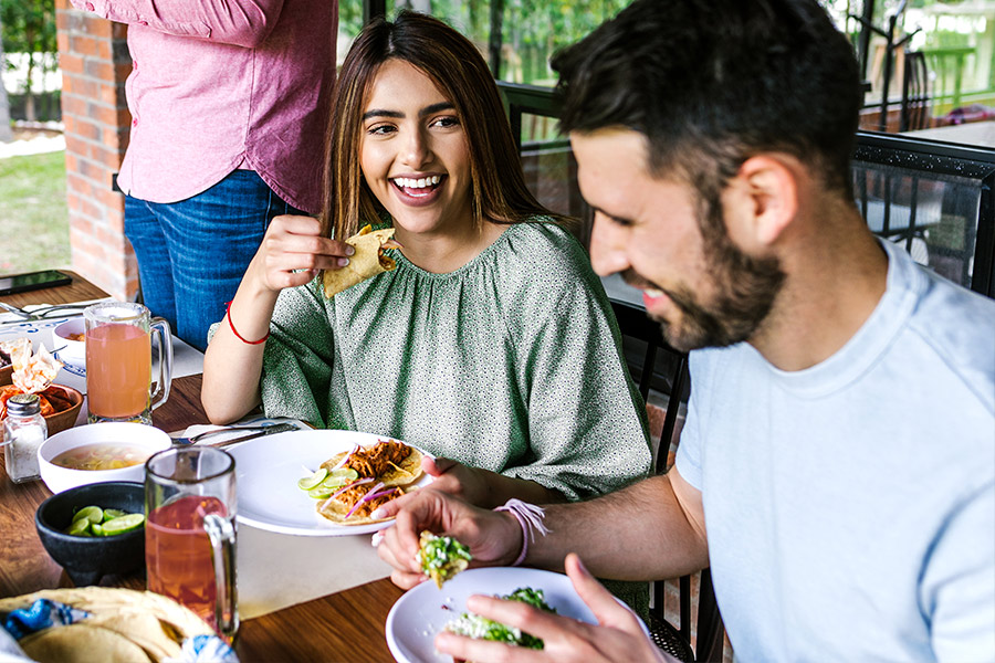 A Couple Eating Out at a Mexican Restaurant