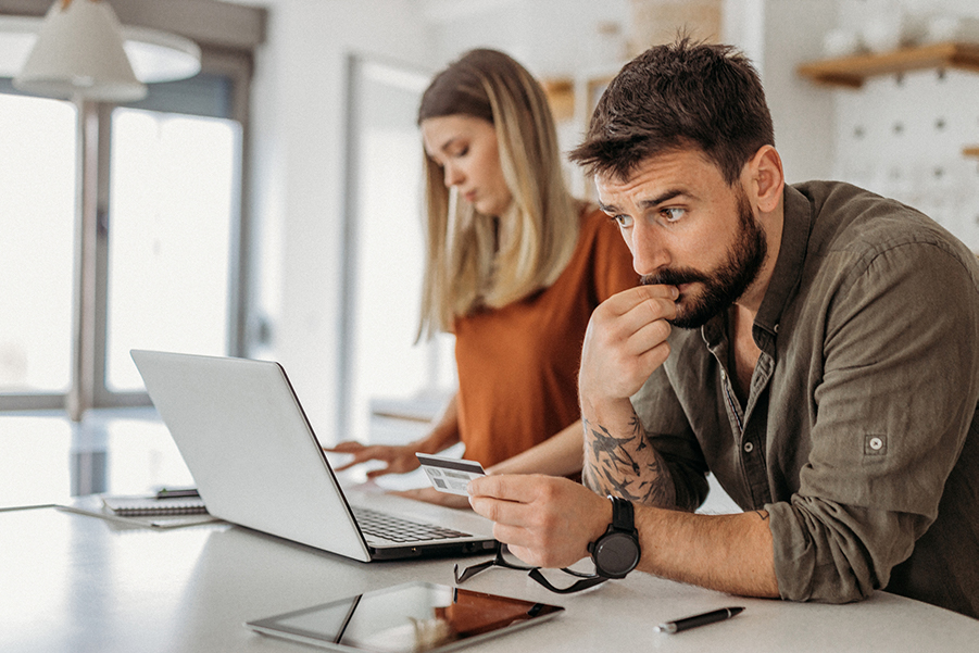 Man looking at his computer.