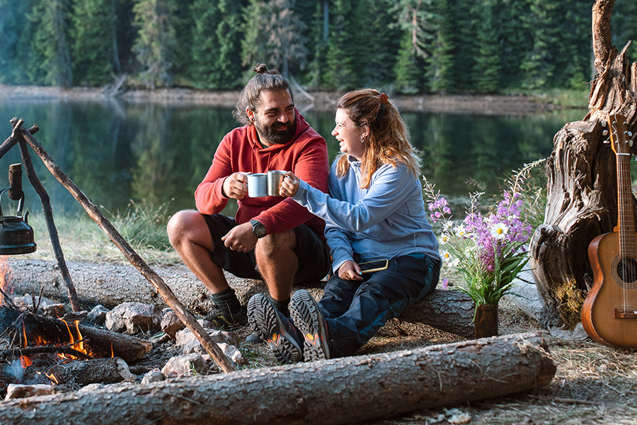 Couple Camping by the Lake - Check `n Go